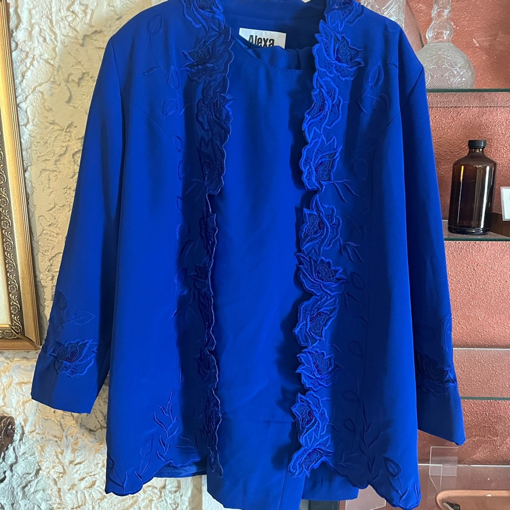 Alexa Royal Blue Embroidered Jacket